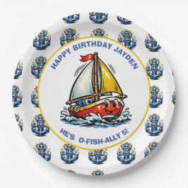 Prato De Papel Festa de Aniversário de Menino com Tema de Iate Ma