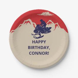 Prato De Papel Festa de aniversário de Meninos de Inverno Snowmob