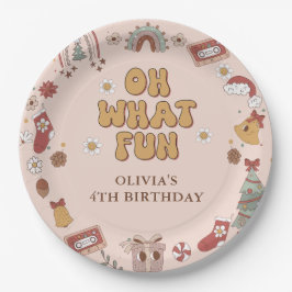 Prato De Papel Festa de aniversário de Natal Retro Rainbow Groovy