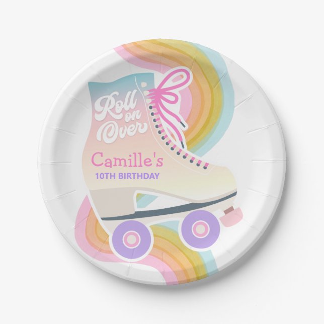 Prato De Papel Festa de aniversário de patinação do cilindro (Frente)