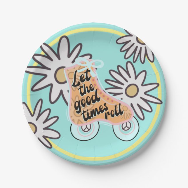 Prato De Papel Festa de aniversário de patinação do cilindro (Frente)