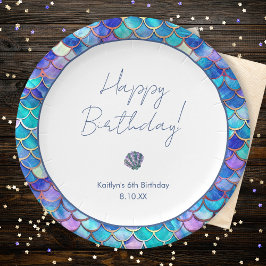 Prato De Papel Festa de aniversário de Pequenas Meninas Sereias B