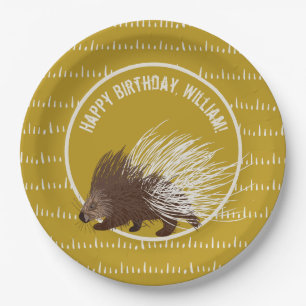 Prato De Papel Festa de aniversário de Porcupine Castanha e Most