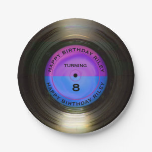 Prato De Papel Festa de aniversário de Registro de Vinilo Retro P