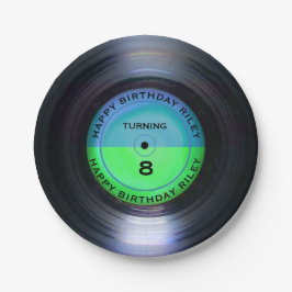 Prato De Papel Festa de aniversário de Registro de Vinilo Retro P