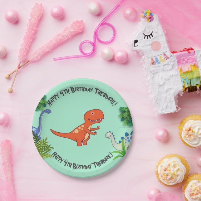 Prato De Papel Festa de aniversário de Rock dos Dinossauros (Festa)