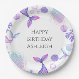 Prato De Papel Festa de aniversário de Sereia Roxa