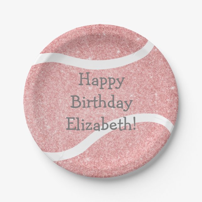 Prato De Papel festa de aniversário de tênis rosa giro (Frente)