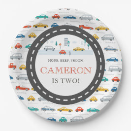 Prato De Papel Festa de aniversário de Transporte de Cidade Moder
