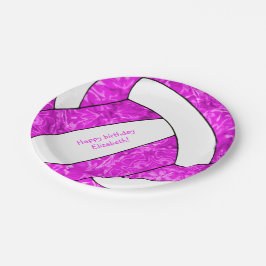 Prato De Papel festa de aniversário de vôlei rosa-quente