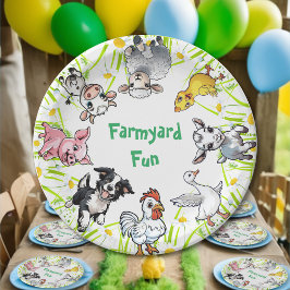 Prato De Papel Festa de Aniversário Divertida com Animais da Faze