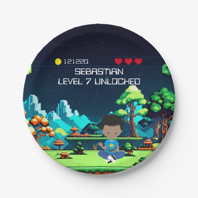 Prato De Papel Festa de aniversário divertida do jogo de computad (Frente)