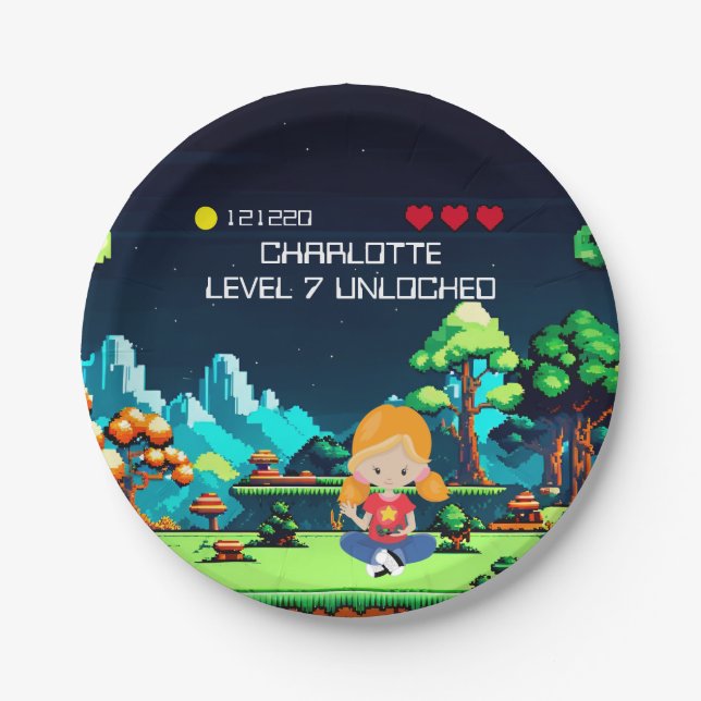 Prato De Papel Festa de aniversário divertida do jogo de computad (Frente)