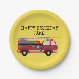 Prato De Papel Festa de aniversário do caminhão de incêndio amare