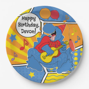 Prato De Papel Festa de aniversário do dinossauro