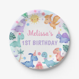 Prato De Papel Festa de aniversário do dinossauro