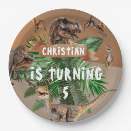 Prato De Papel Festa de aniversário do dinossauro