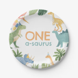Prato De Papel Festa de aniversário do dinossauro