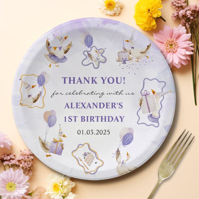 Prato De Papel Festa de aniversário do ganso do bobo (Criador carregado)