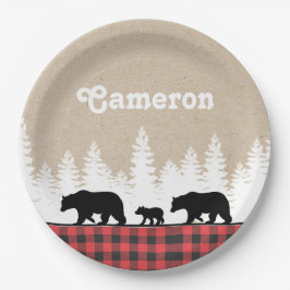 Prato De Papel Festa de aniversário dos Ursos de xadrez