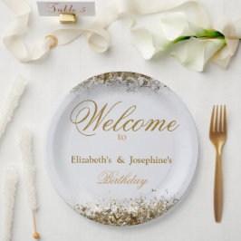 Prato De Papel Festa de aniversário Dupla Junta Adulta | Dourado 