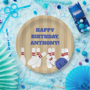 Prato De Papel Festa de aniversário e Boliche dos pinos