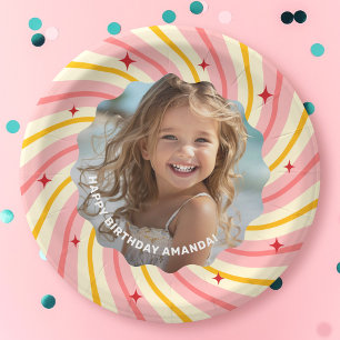 Prato De Papel Festa de aniversário feliz estrelas vermelhas expl