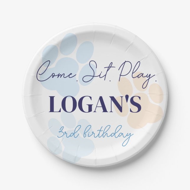 Prato De Papel Festa de aniversário Impressa de Cachorro Laranja  (Frente)