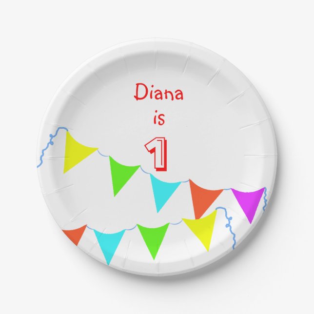 Prato De Papel Festa de aniversário infantil colorida (Frente)