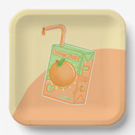 Prato De Papel Festa de aniversário Laranja Juice Box