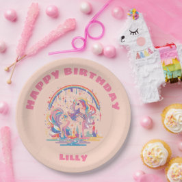 Prato De Papel Festa de aniversário mágica do Unicórnio