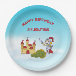 Prato De Papel Festa de aniversário Medieval do Dragão Cavaleiro