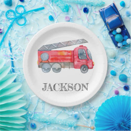 Prato De Papel Festa de aniversário Mínima Moderna de Bombeiros