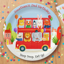 Festa de Aniversário no Ônibus Duplo de Animais Fo