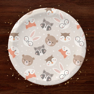 Prato De Papel Festa de aniversário-Padrão De Crianças De Animais