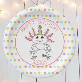 Prato De Papel Festa de aniversário personalizada Axolotl temida