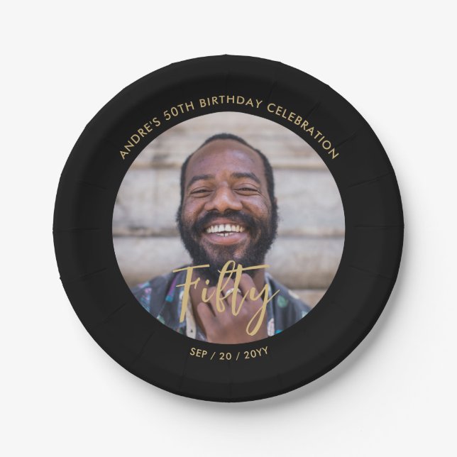 Prato De Papel Festa de aniversário Personalizada de Letra do Pin (Frente)