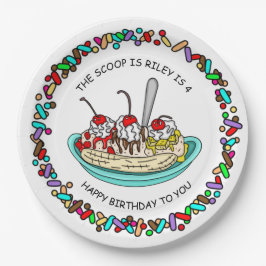 Prato De Papel Festa de aniversário personalizada do Sorvete