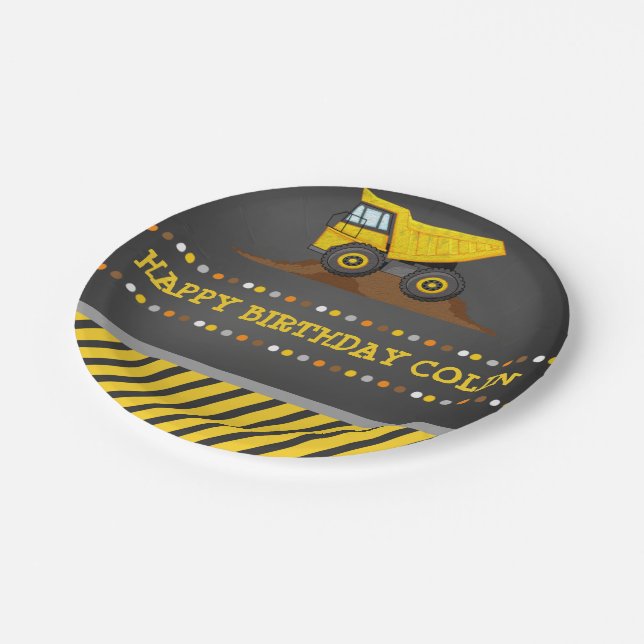 Prato De Papel Festa de aniversário Personalizada dos Truck Boys (Inclinado)