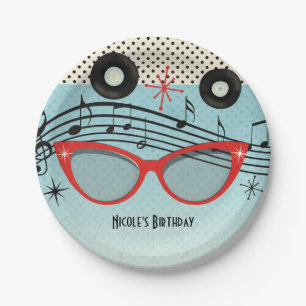 Prato De Papel Festa de Aniversário Personalizada Retro Vintage A