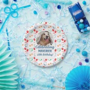 Prato De Papel Festa de aniversário Personalizável de Cachorro de