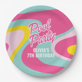 Prato De Papel Festa de Aniversário Pink Malibu Beach Palm Pool P