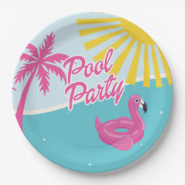Prato De Papel Festa de Aniversário Pink Malibu Beach Palm Pool P