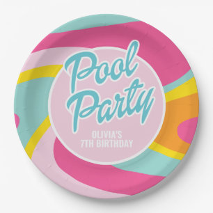 Prato De Papel Festa de Aniversário Pink Malibu Beach Palm Pool P