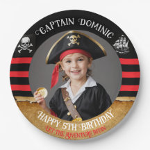 Festa de aniversário pirata com foto e texto perso