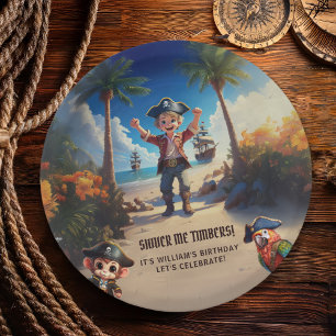 Prato De Papel Festa de aniversário Pirata da Ilha Tropical