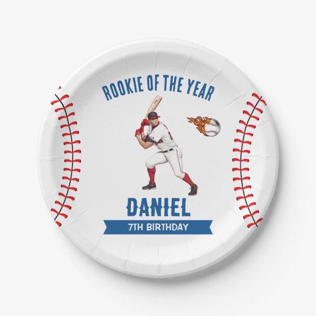 Prato De Papel Festa de aniversário Rookie Baseball (Frente)