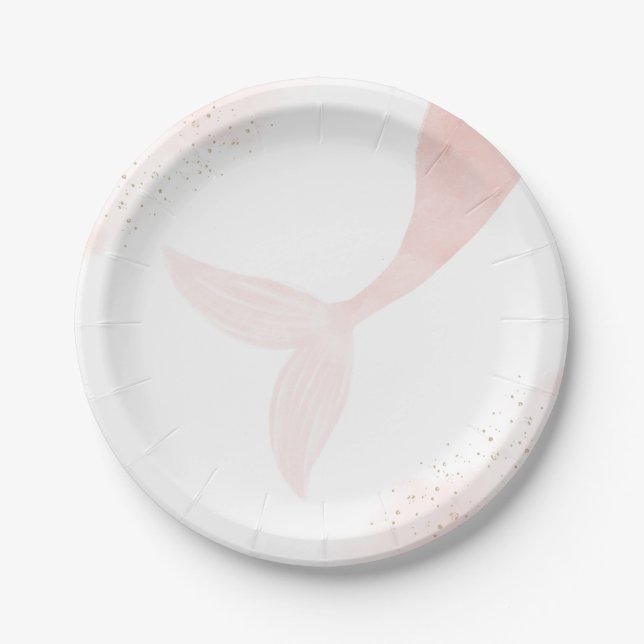 Prato De Papel Festa de aniversário Rosa de Sereia (Frente)