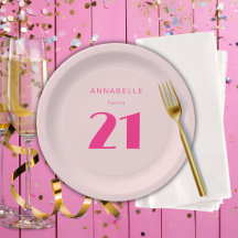 Festa de Aniversário Rosa Moderno 21 Vinte Um