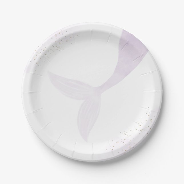 Prato De Papel Festa de aniversário Roxo de Sereia (Frente)